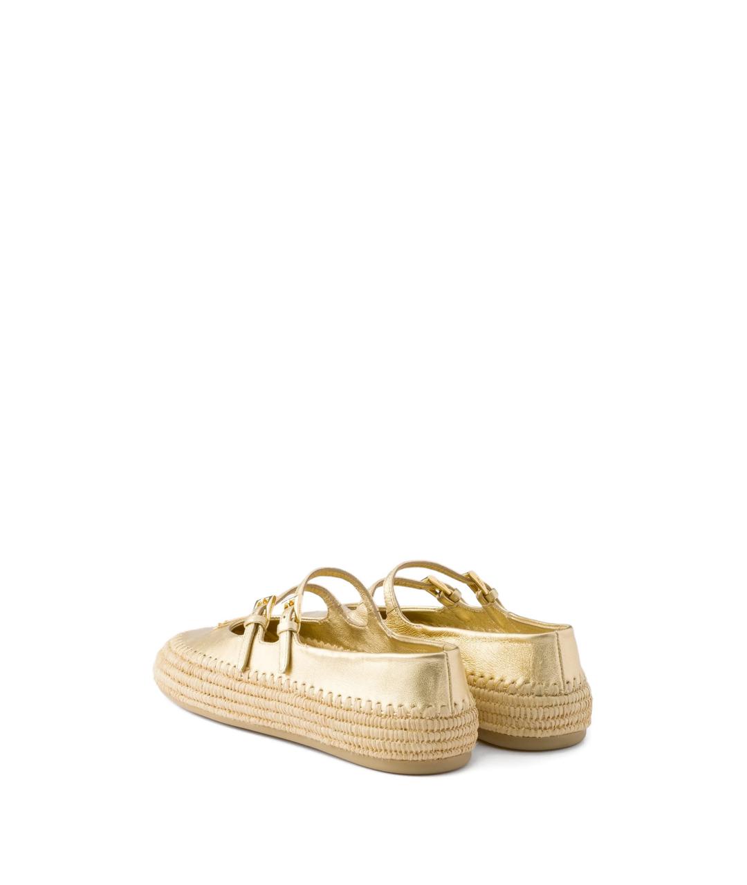 PRADA Золотые кожаные балетки, фото 3