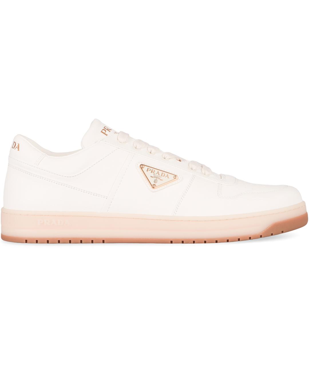PRADA Бежевые кожаные низкие кроссовки / кеды, фото 2