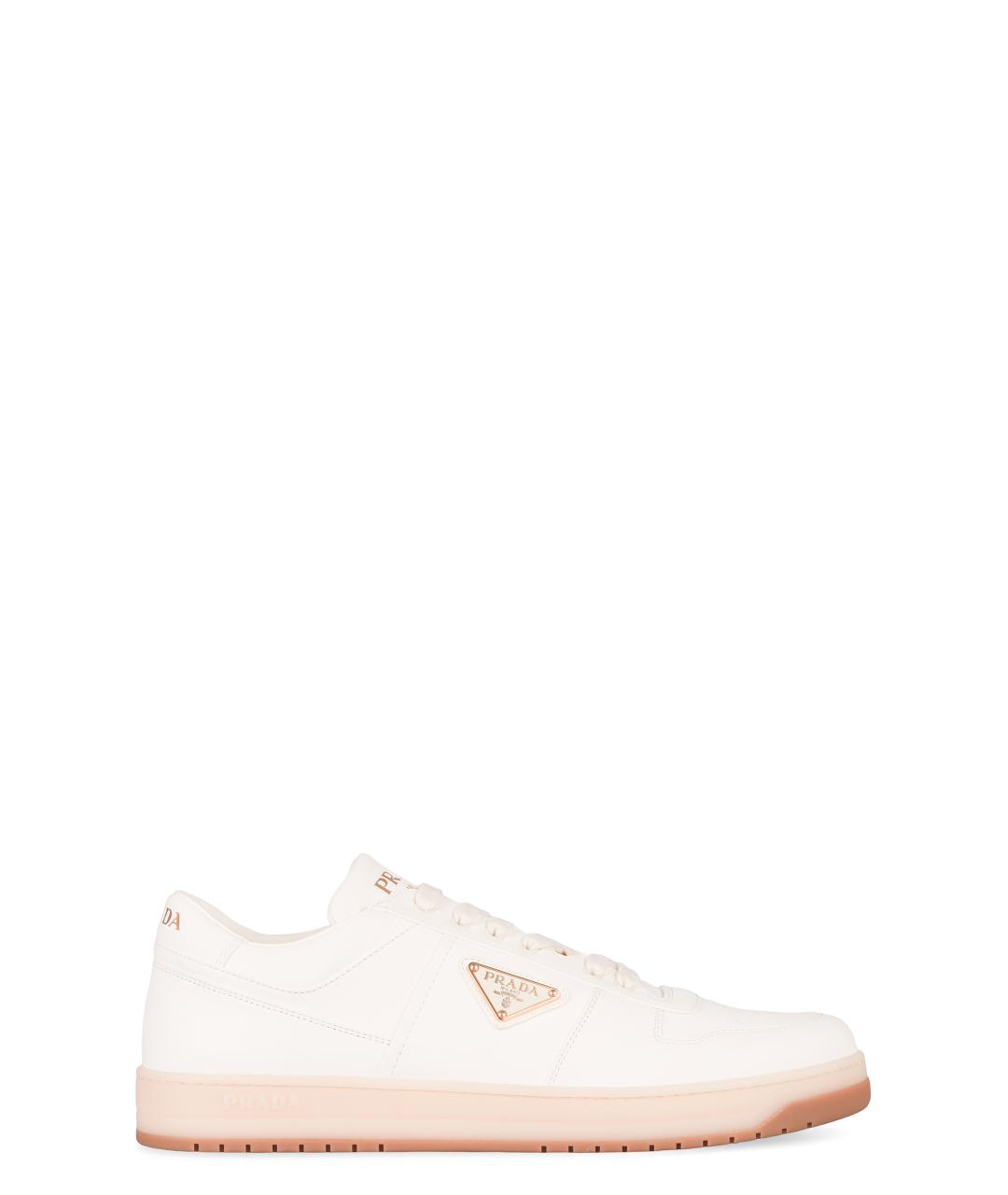 PRADA Бежевые кожаные низкие кроссовки / кеды, фото 1