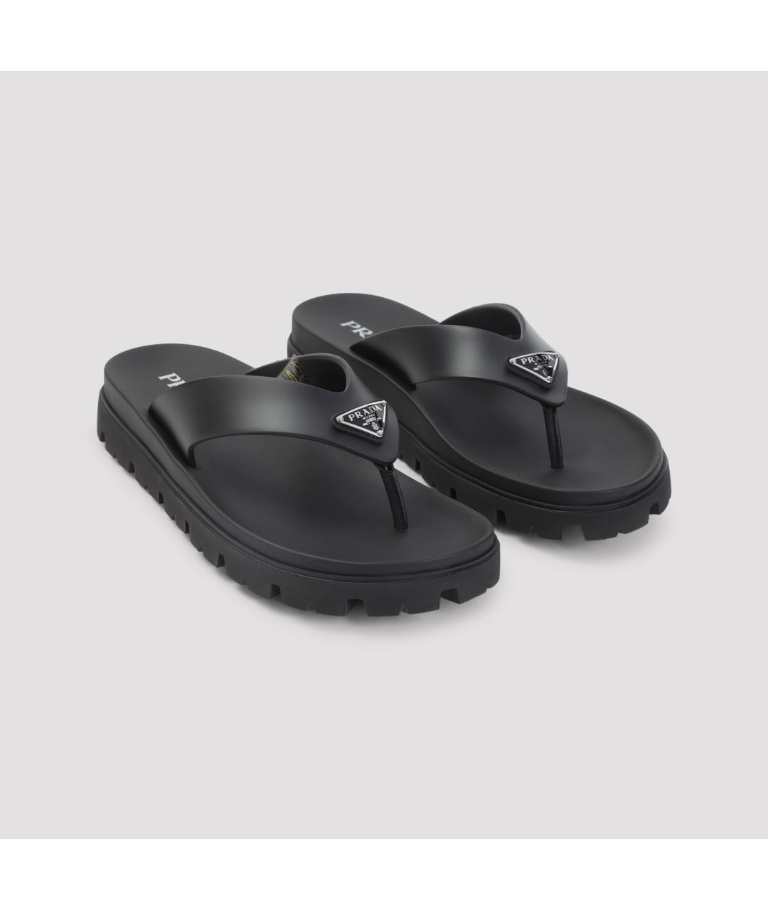 PRADA Черные кожаные шлепанцы, фото 3