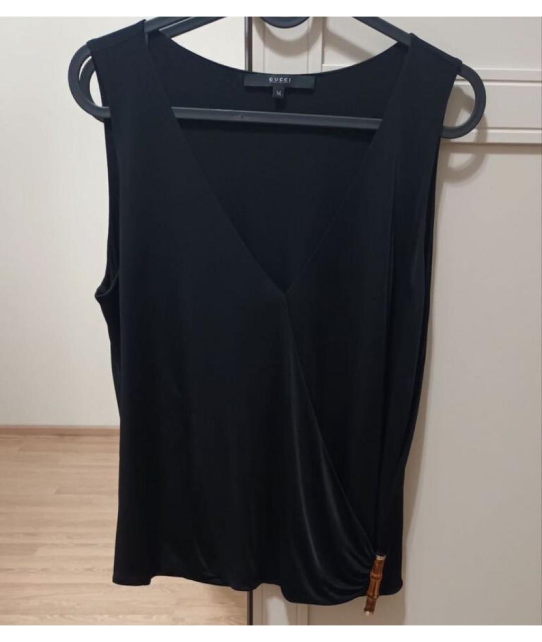 GUCCI Черная вискозная майка, фото 7