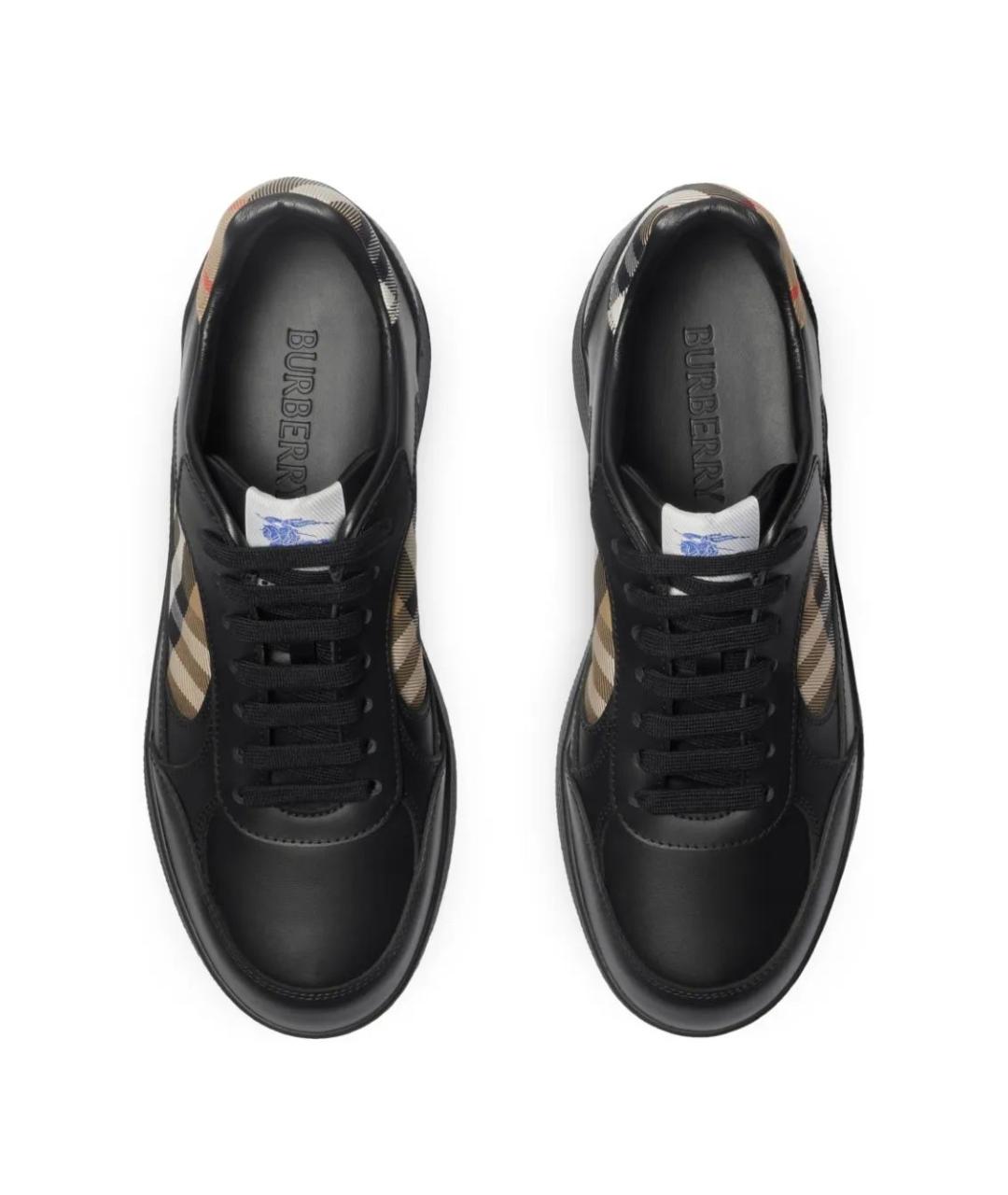 BURBERRY Черные кожаные низкие кроссовки / кеды, фото 4