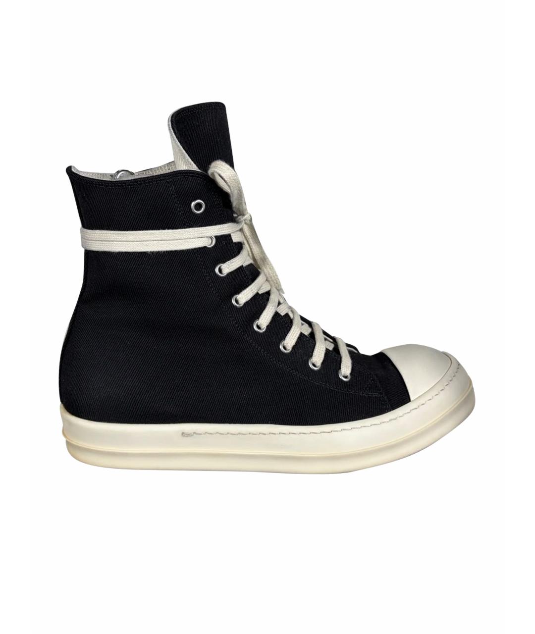RICK OWENS DRKSHDW Черные текстильные высокие кроссовки / кеды, фото 1