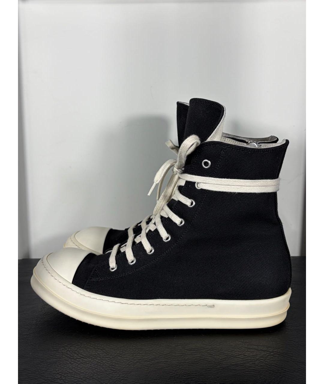 RICK OWENS DRKSHDW Черные текстильные высокие кроссовки / кеды, фото 9