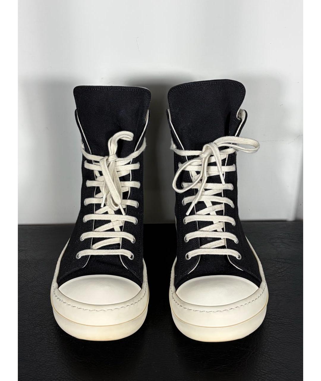 RICK OWENS DRKSHDW Черные текстильные высокие кроссовки / кеды, фото 2