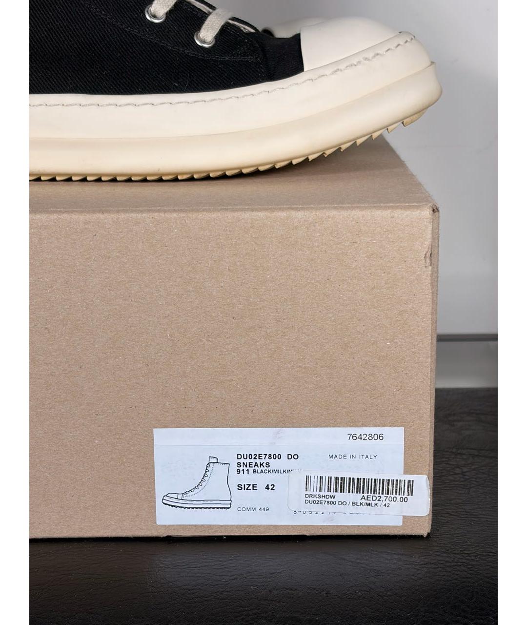 RICK OWENS DRKSHDW Черные текстильные высокие кроссовки / кеды, фото 8