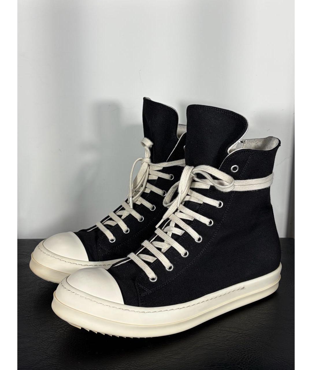 RICK OWENS DRKSHDW Черные текстильные высокие кроссовки / кеды, фото 3
