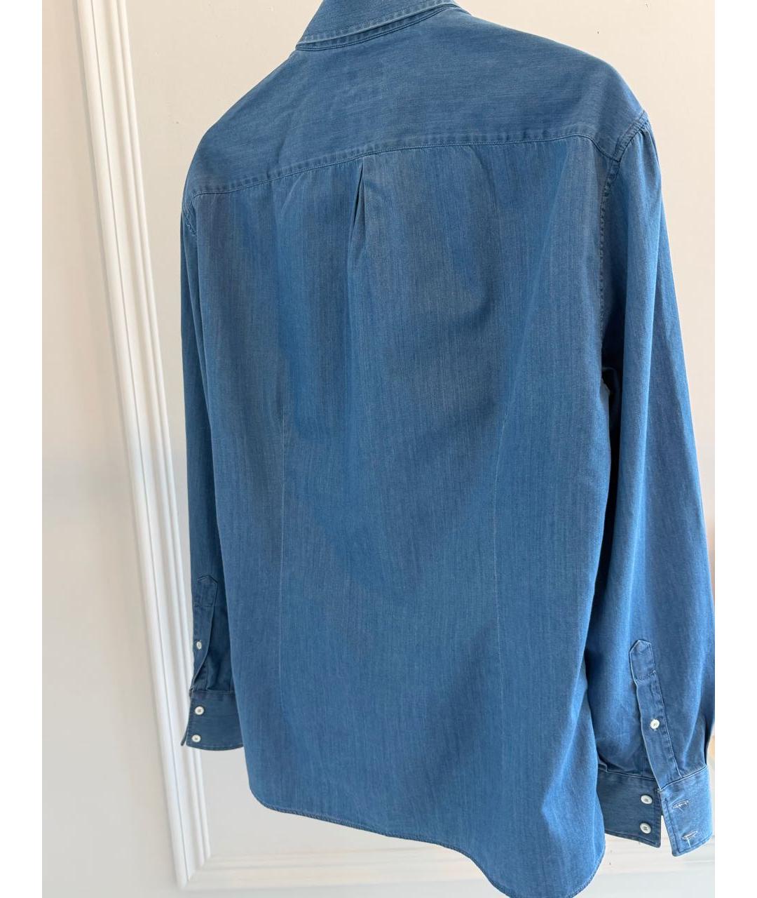 BRUNELLO CUCINELLI Синяя хлопковая кэжуал рубашка, фото 2