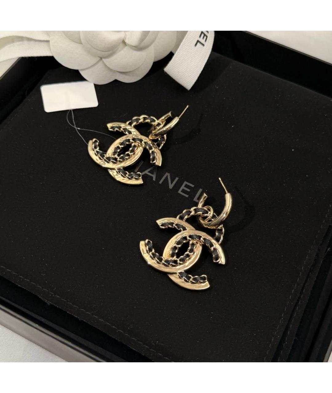 CHANEL Золотые металлические серьги, фото 5