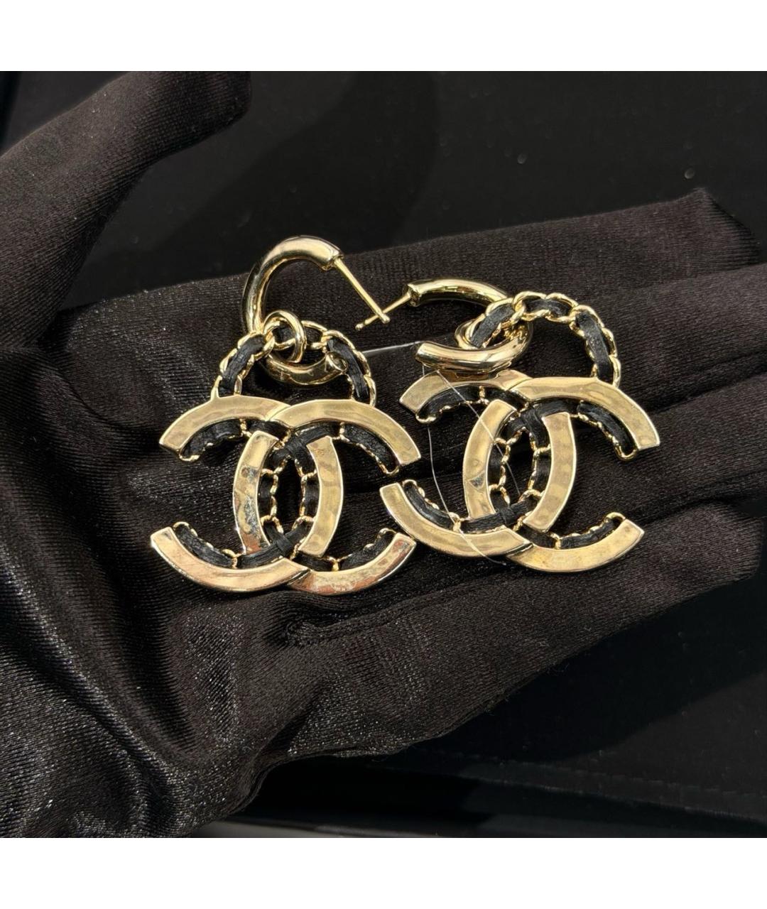 CHANEL Золотые металлические серьги, фото 7