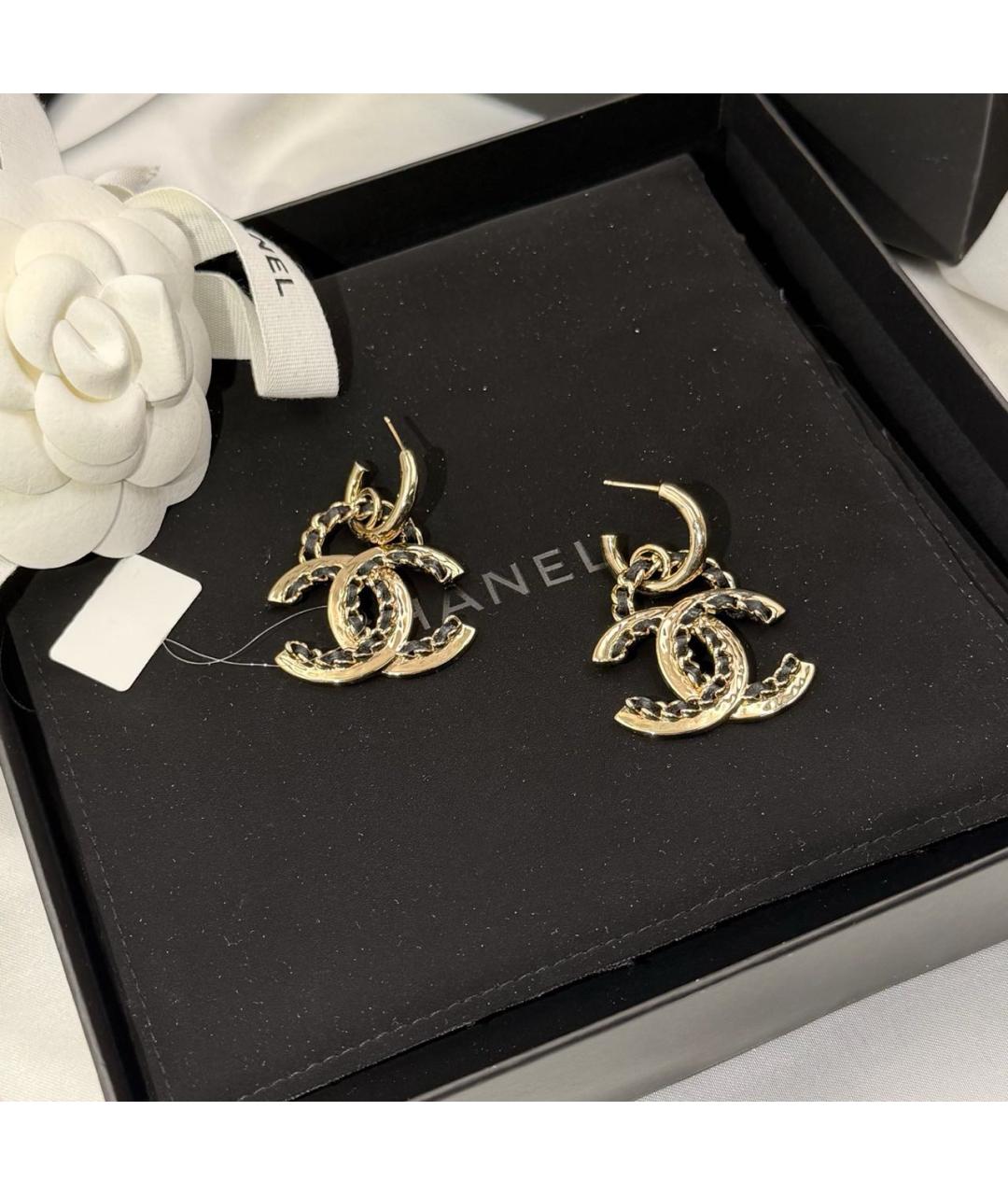 CHANEL Золотые металлические серьги, фото 4