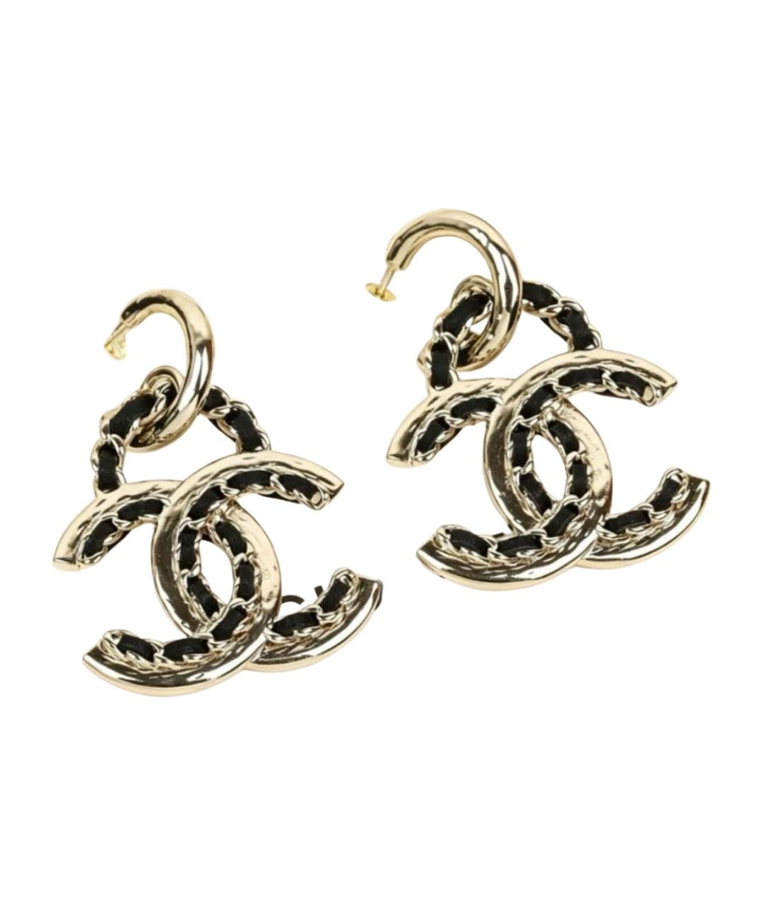 CHANEL Золотые металлические серьги, фото 1