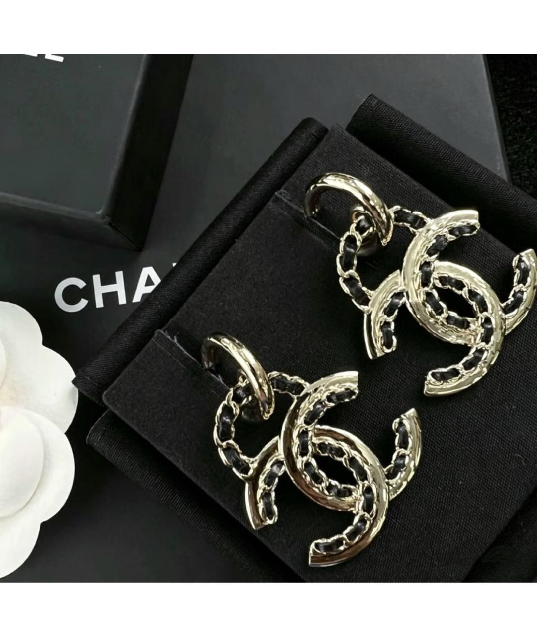 CHANEL Золотые металлические серьги, фото 2