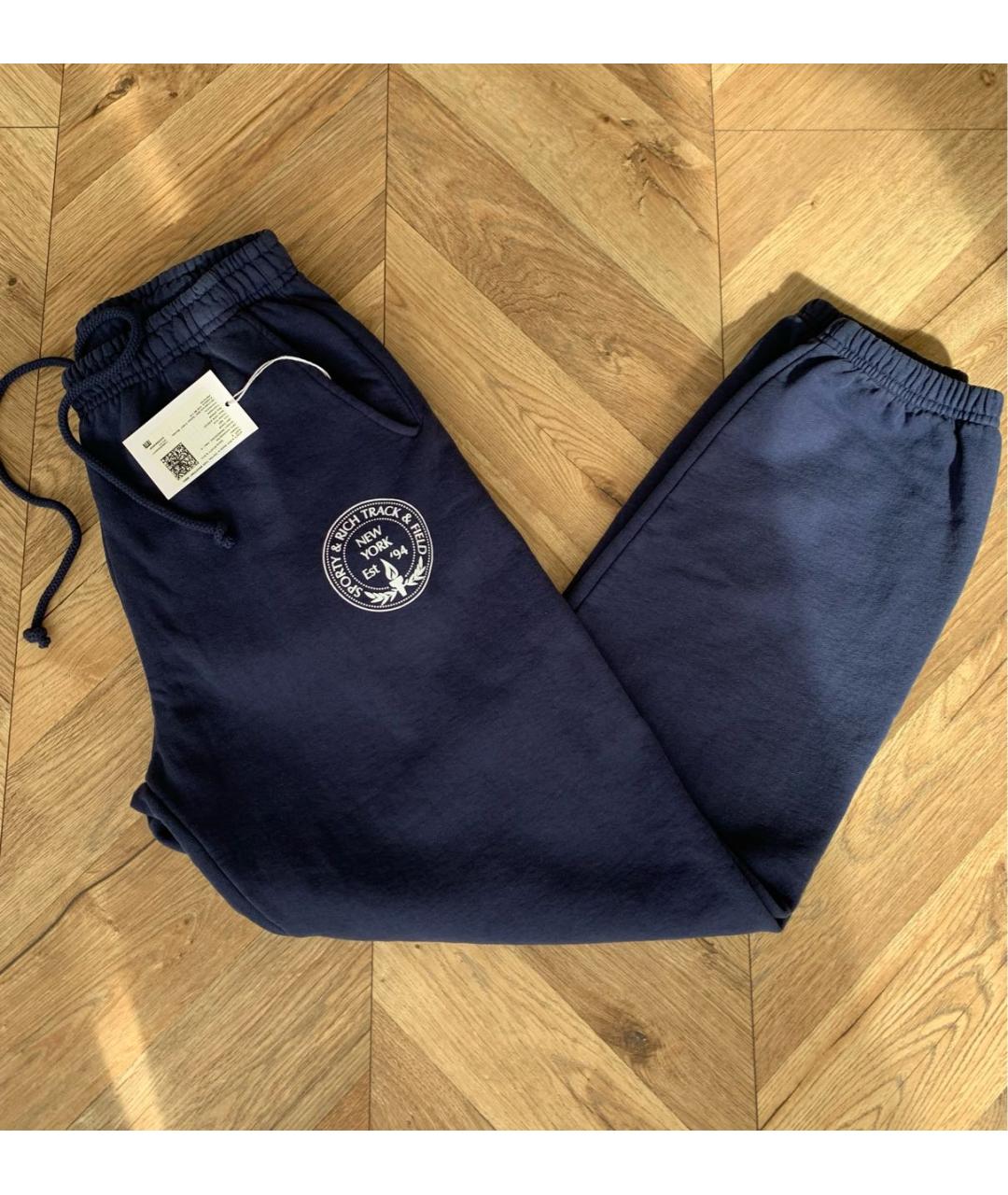 SPORTY AND RICH Темно-синие хлопковые спортивные брюки и шорты, фото 5