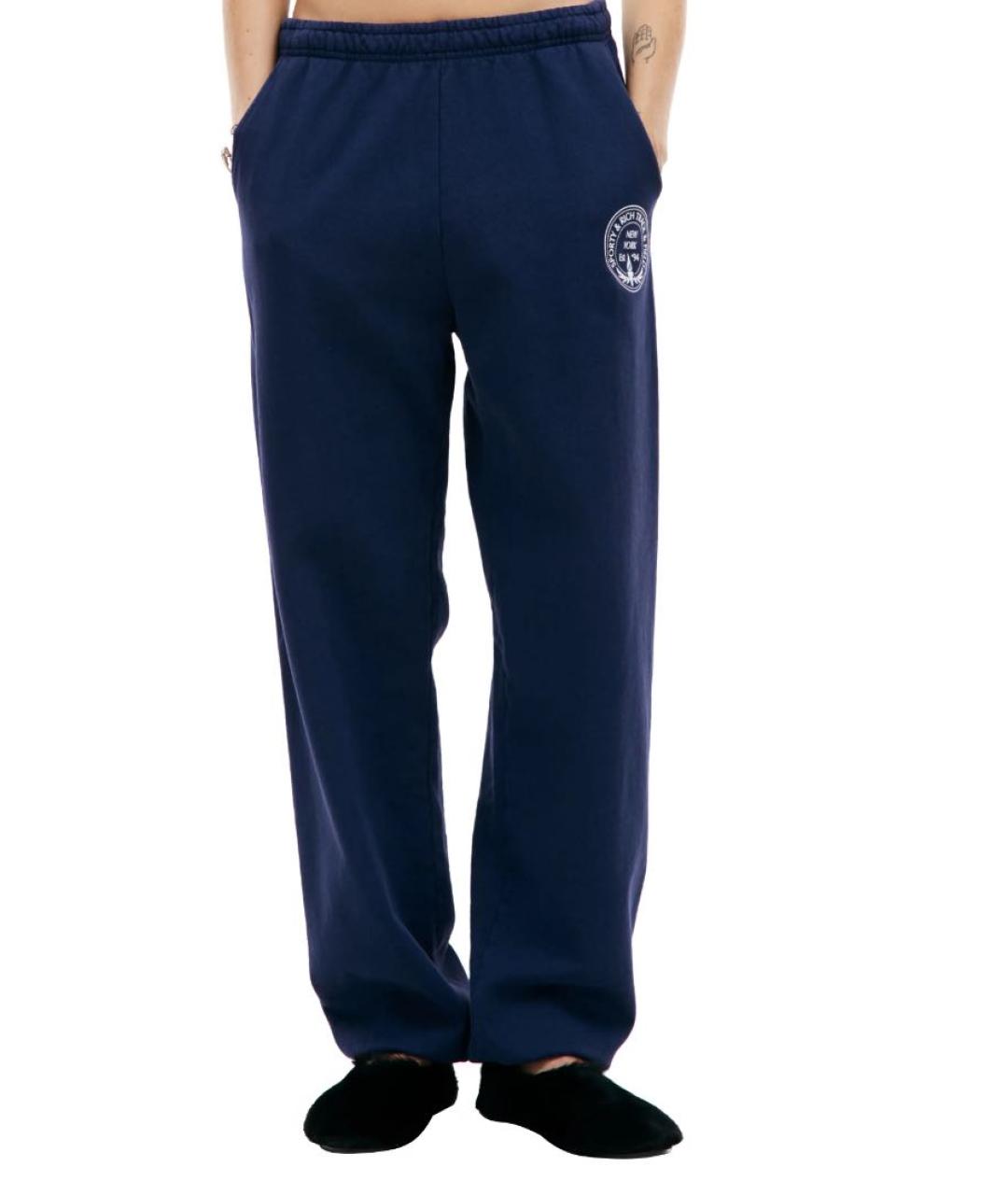 SPORTY AND RICH Темно-синие хлопковые спортивные брюки и шорты, фото 7