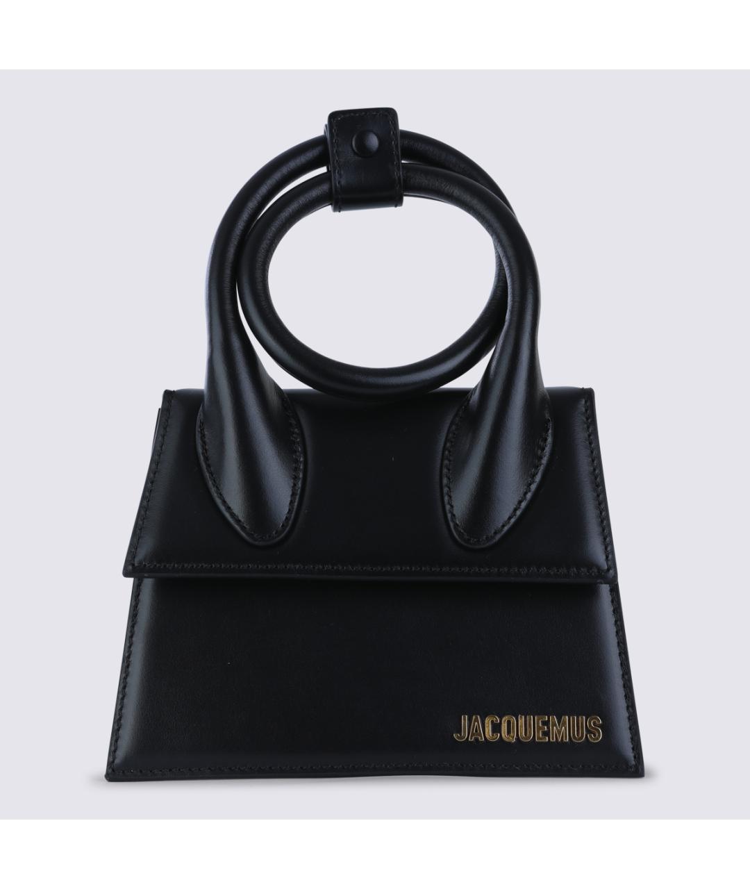 JACQUEMUS Черная кожаная сумка с короткими ручками, фото 2