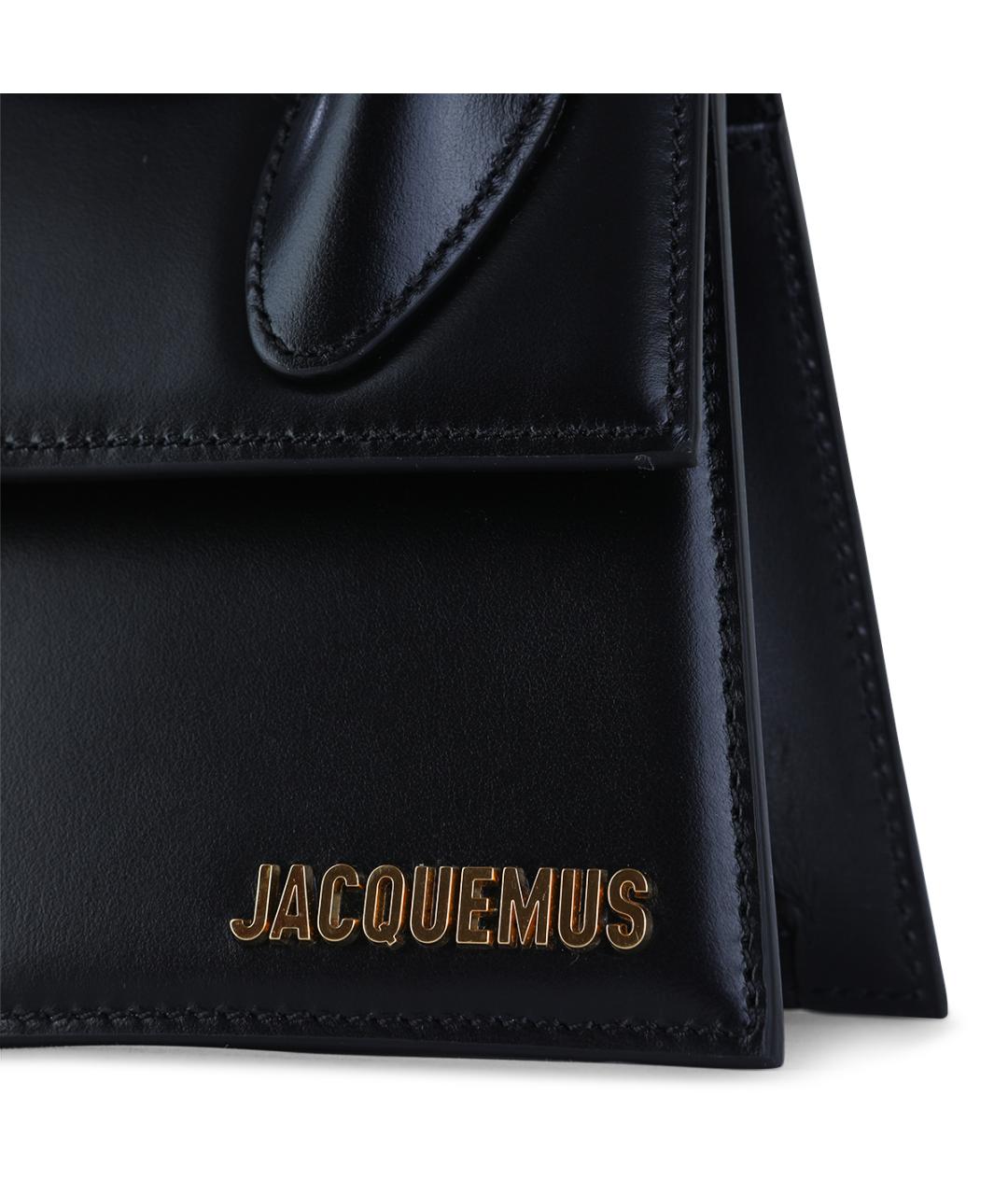 JACQUEMUS Черная кожаная сумка с короткими ручками, фото 5