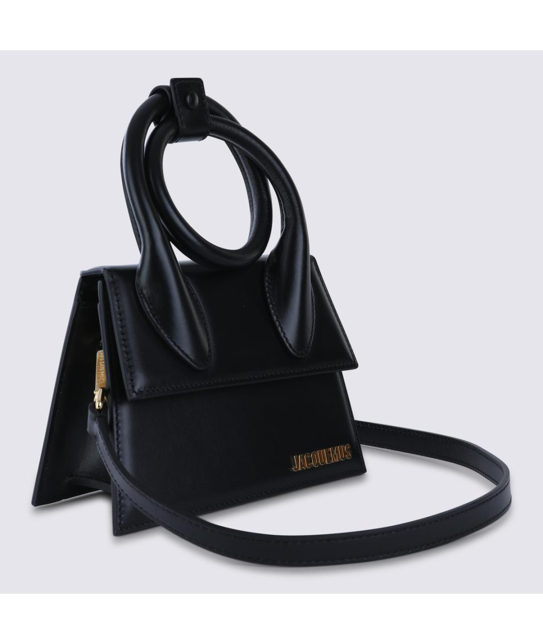 JACQUEMUS Черная кожаная сумка с короткими ручками, фото 3