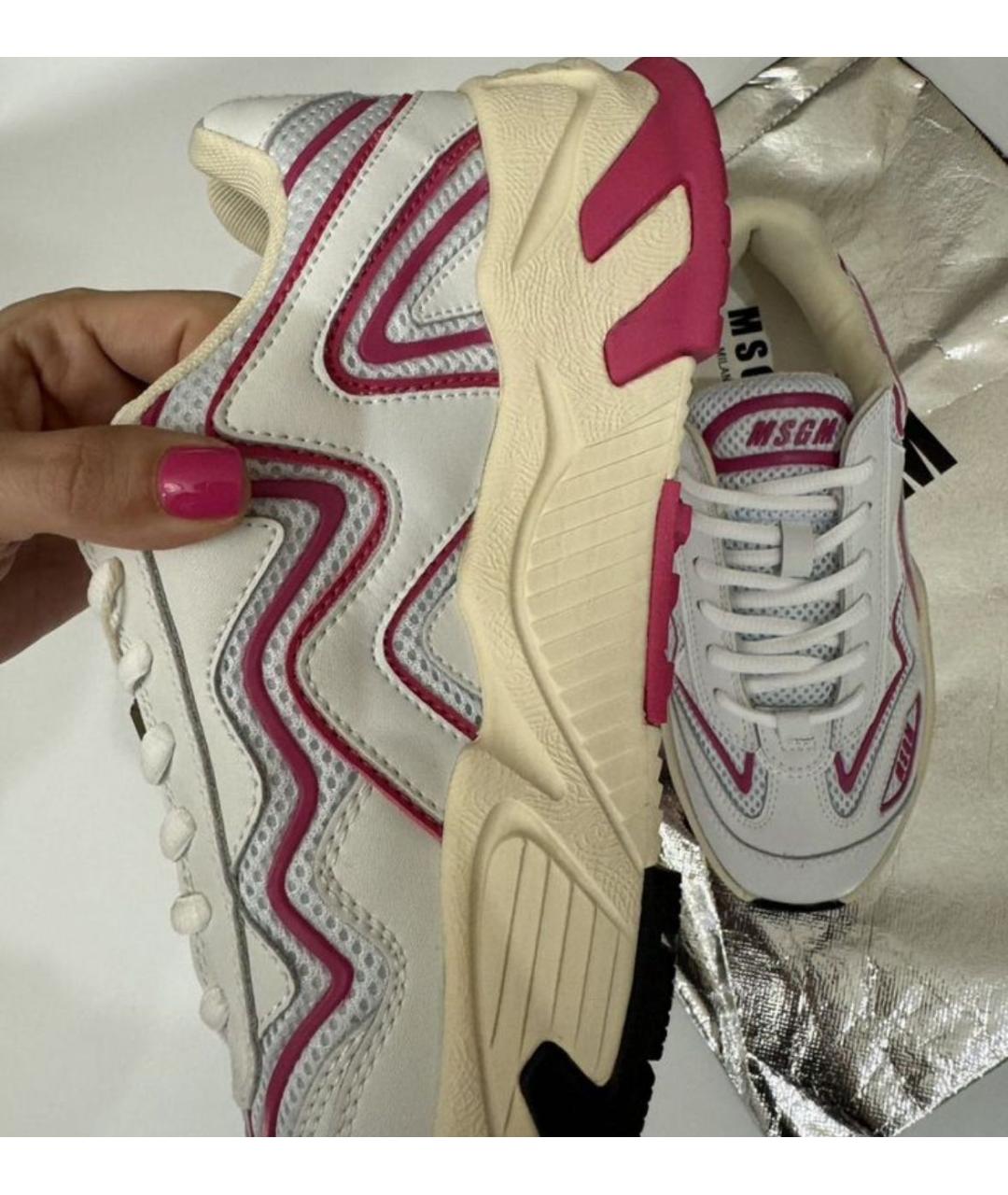 MSGM Белые кожаные кроссовки, фото 6