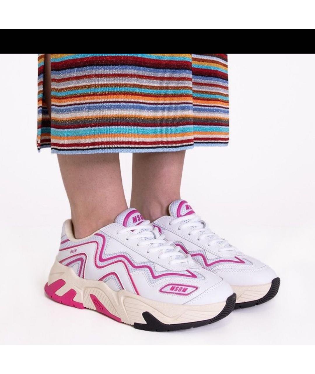 MSGM Белые кожаные кроссовки, фото 2