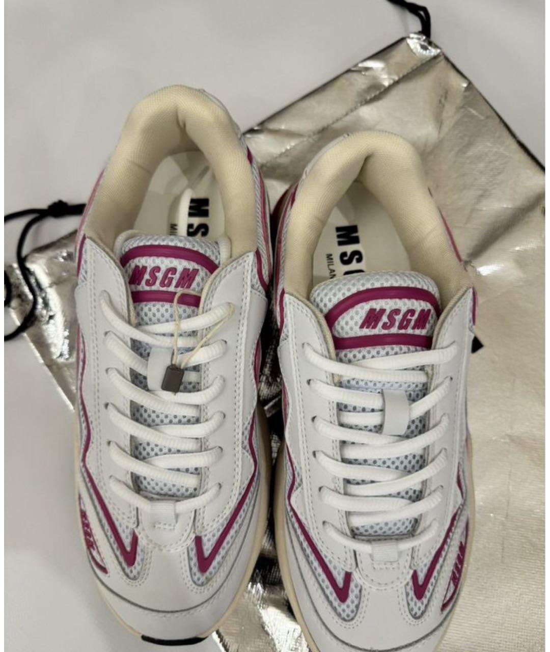 MSGM Белые кожаные кроссовки, фото 4