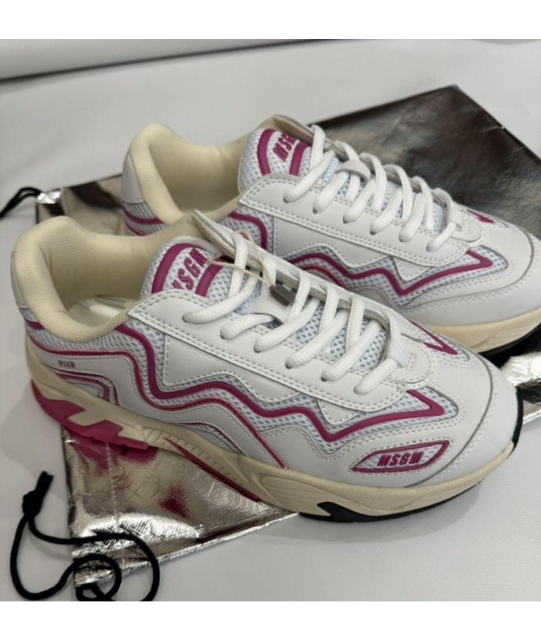 MSGM Белые кожаные кроссовки, фото 3