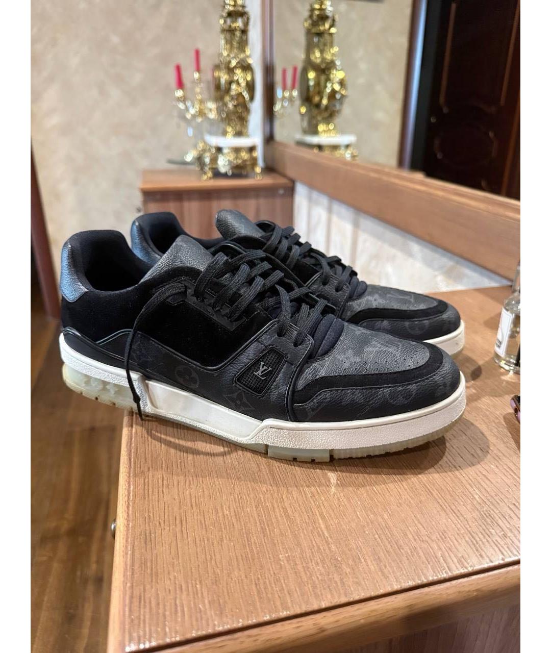 LOUIS VUITTON Антрацитовые низкие кроссовки / кеды, фото 6