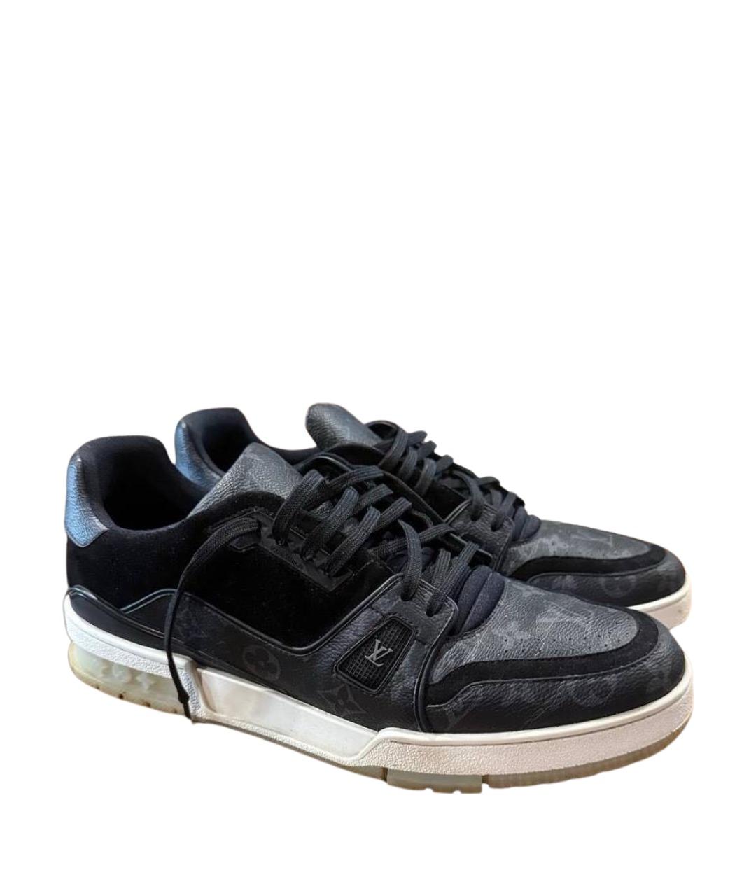 LOUIS VUITTON Антрацитовые низкие кроссовки / кеды, фото 1