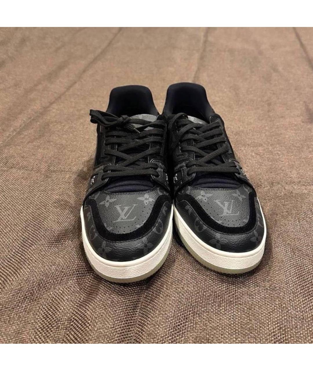 LOUIS VUITTON Антрацитовые низкие кроссовки / кеды, фото 2