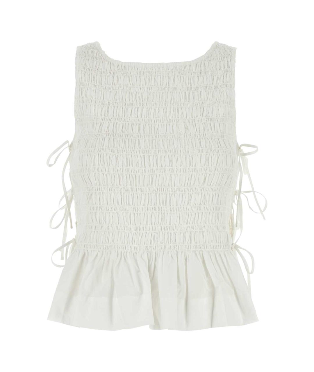 GANNI Белая хлопковая футболка, фото 1