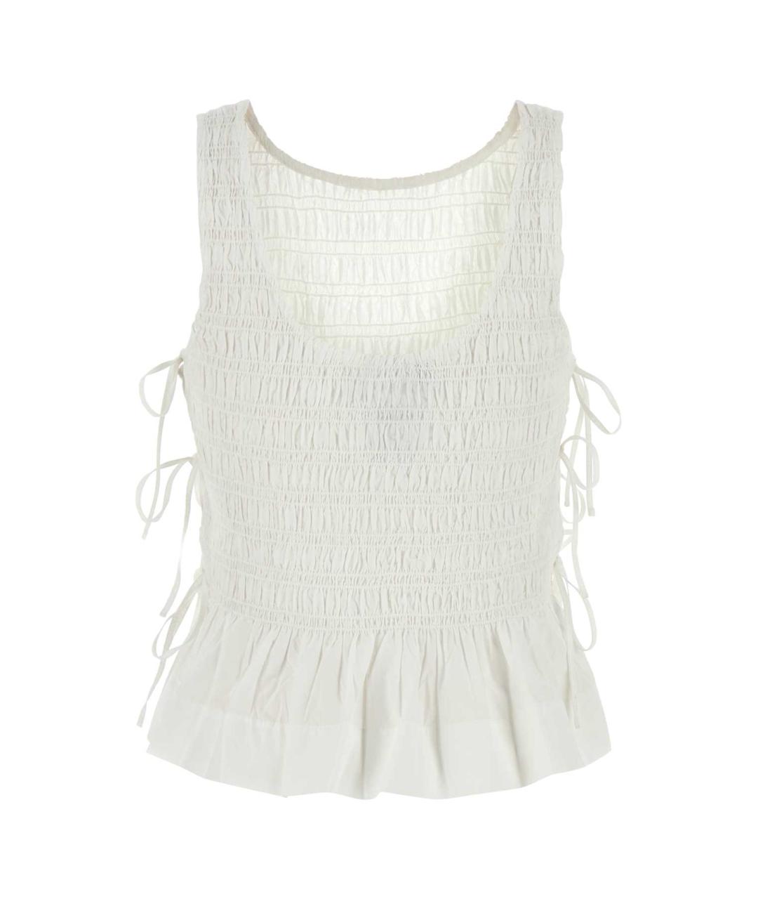 GANNI Белая хлопковая футболка, фото 2