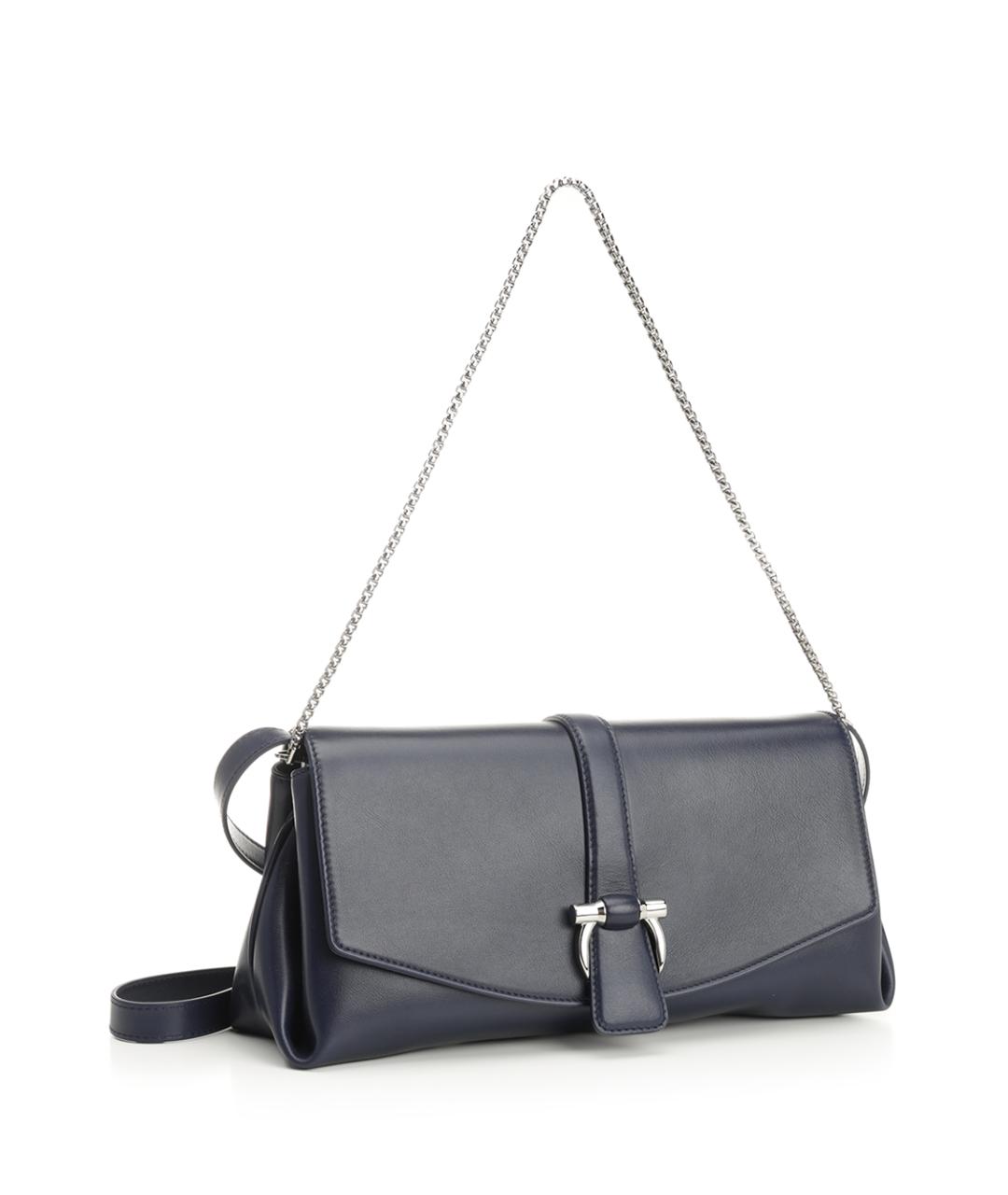 FERRAGAMO Синяя кожаная сумка с короткими ручками, фото 2