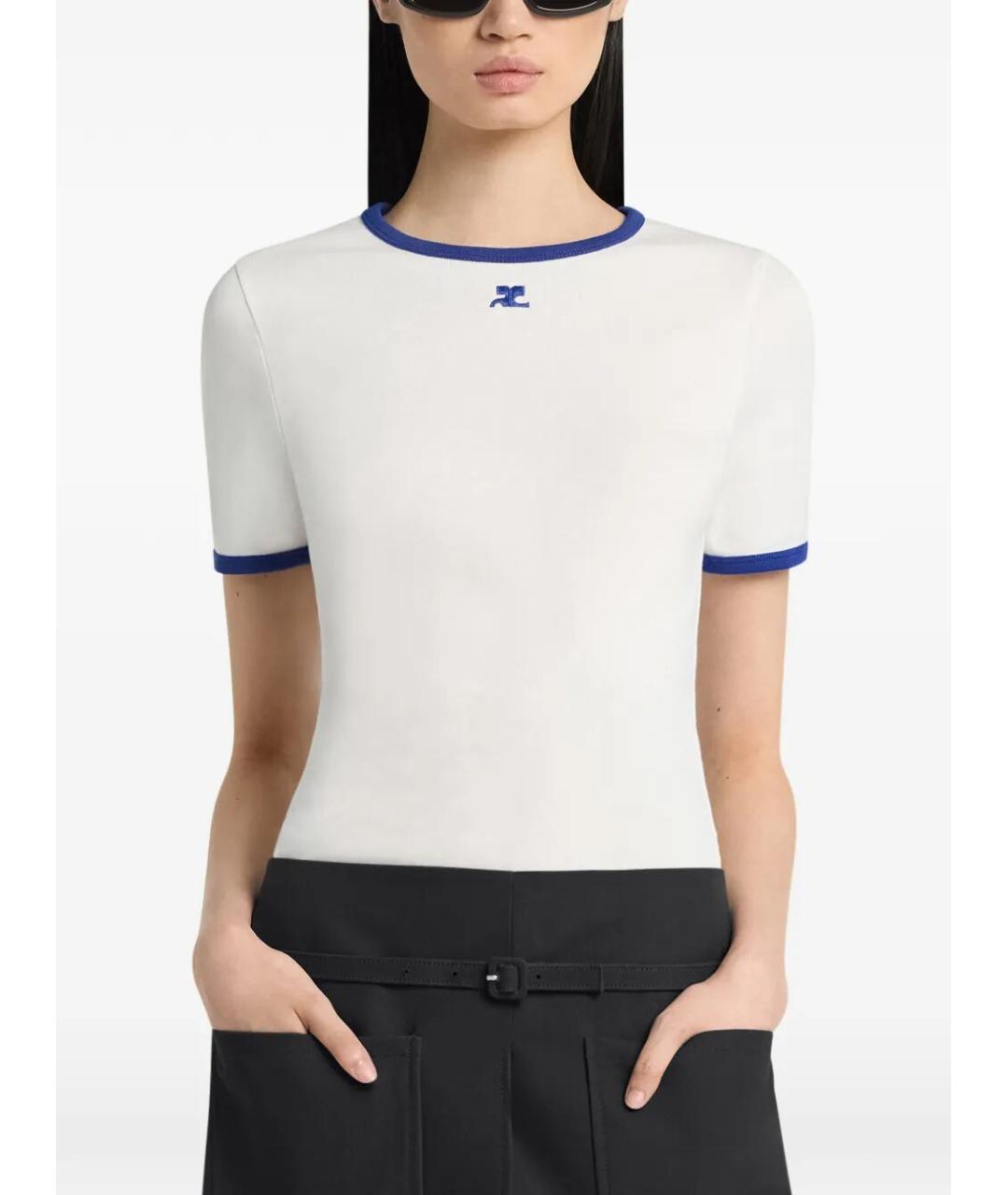 COURREGES Белая хлопковая футболка, фото 2