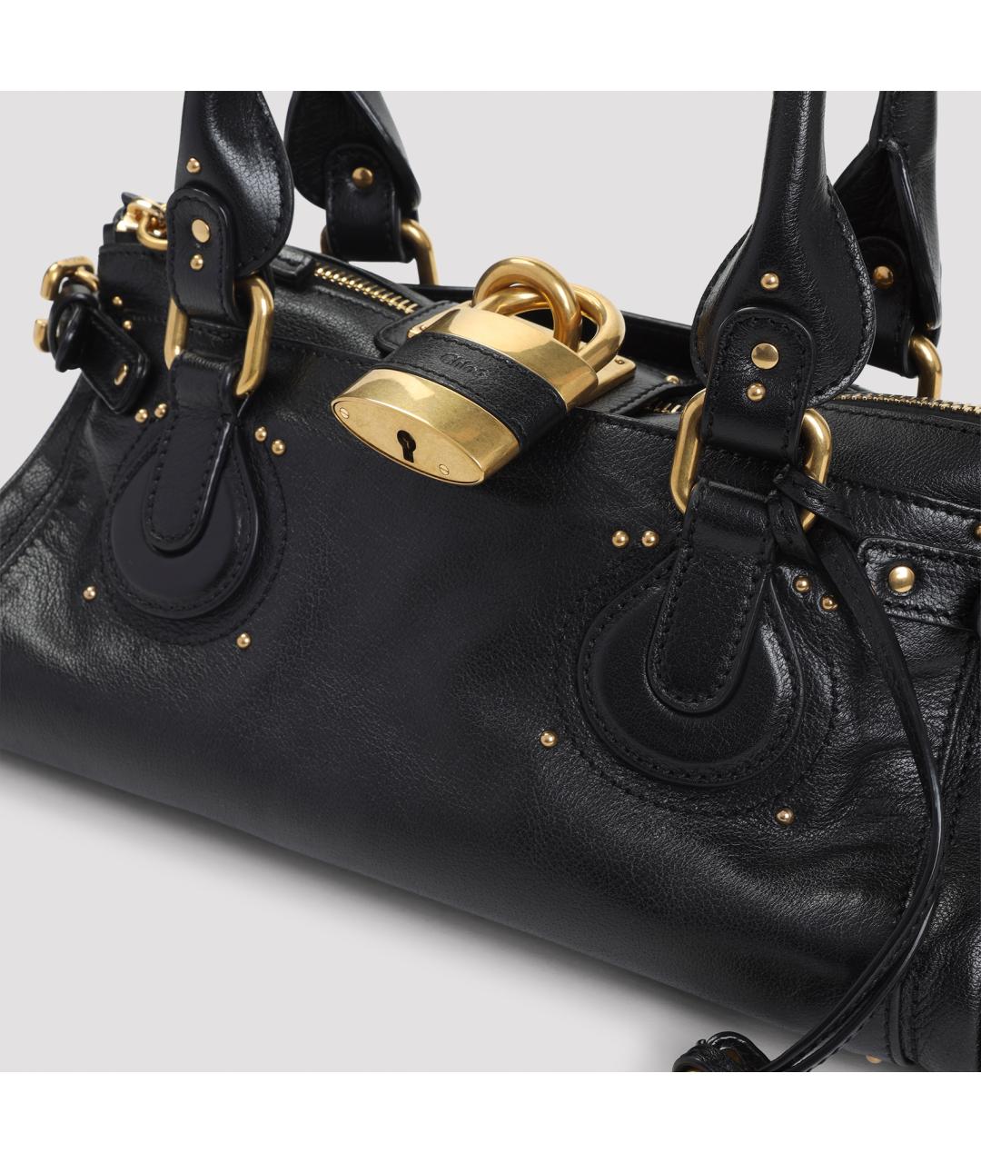 CHLOE Черная кожаная сумка с короткими ручками, фото 3