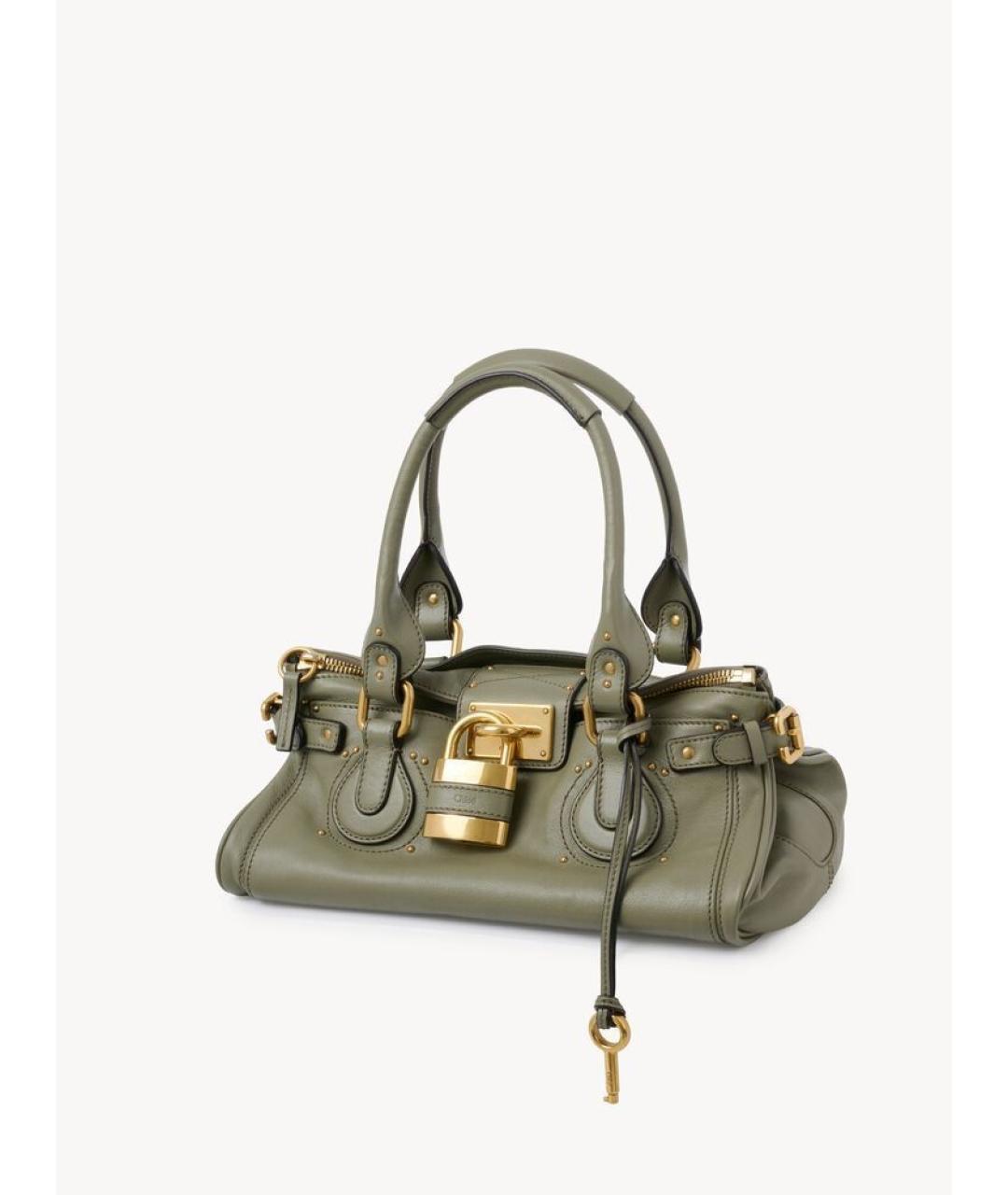 CHLOE Зеленая кожаная сумка с короткими ручками, фото 2