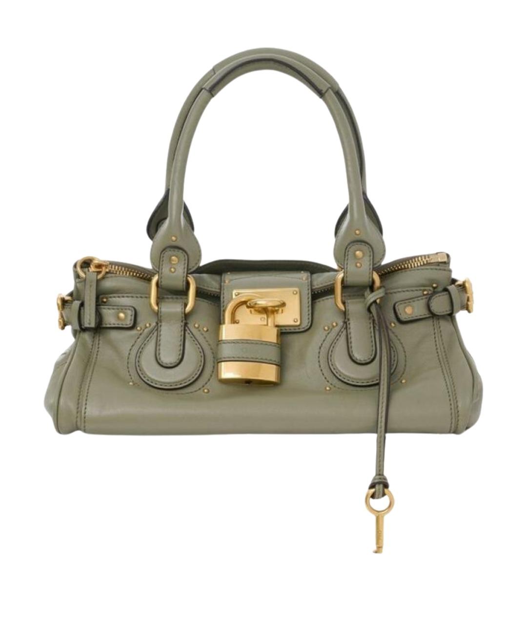 CHLOE Зеленая кожаная сумка с короткими ручками, фото 1