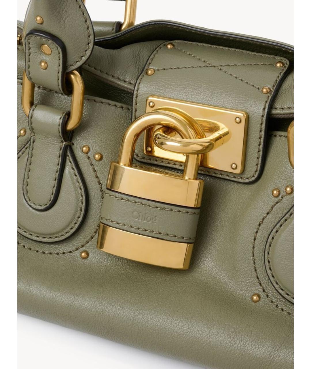 CHLOE Зеленая кожаная сумка с короткими ручками, фото 5