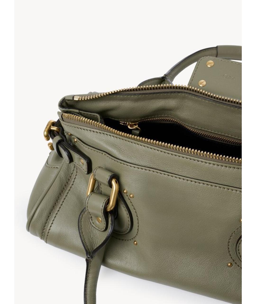 CHLOE Зеленая кожаная сумка с короткими ручками, фото 4