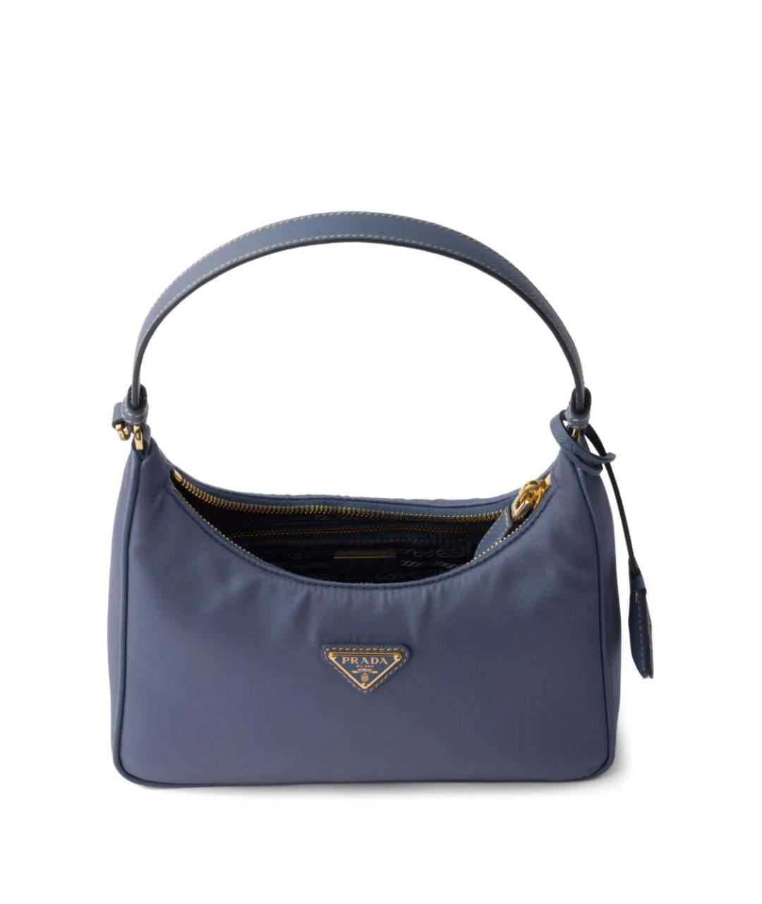 PRADA Синяя синтетическая сумка с короткими ручками, фото 5