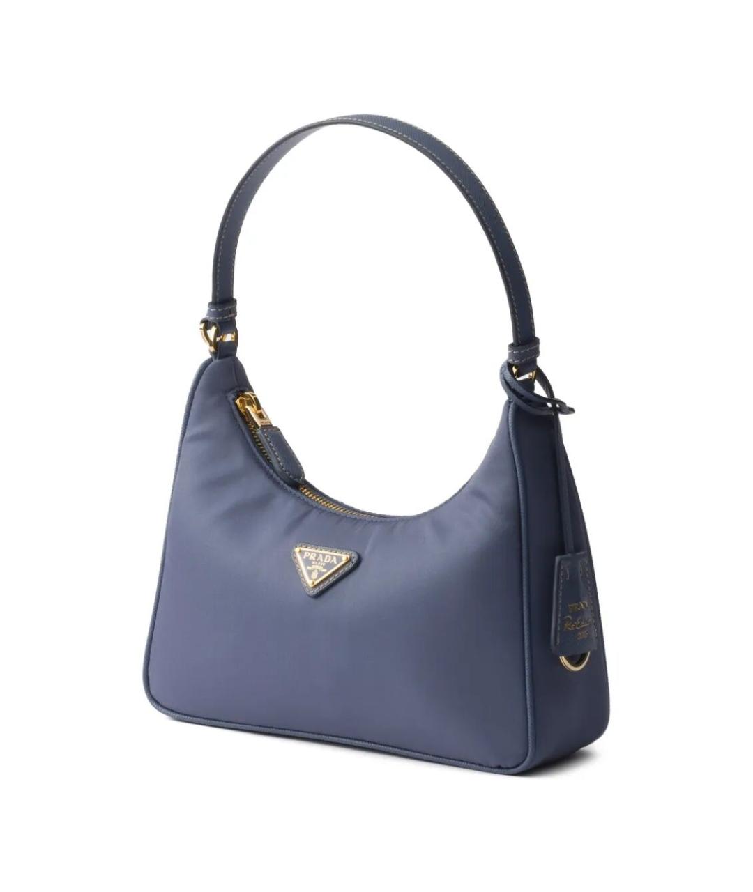 PRADA Синяя синтетическая сумка с короткими ручками, фото 2