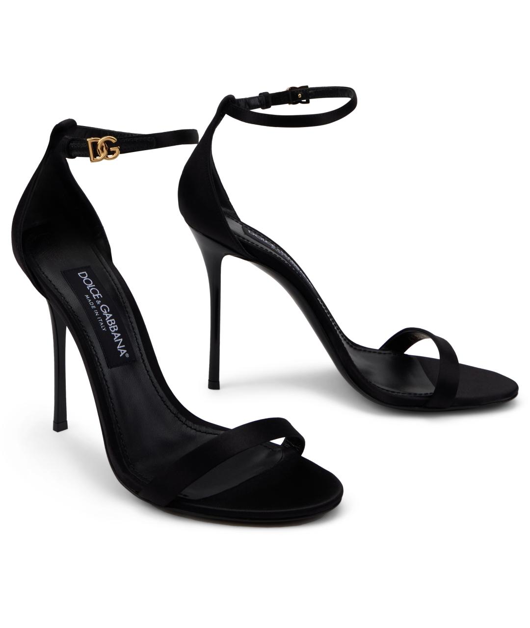 DOLCE&GABBANA Черные текстильные босоножки, фото 3