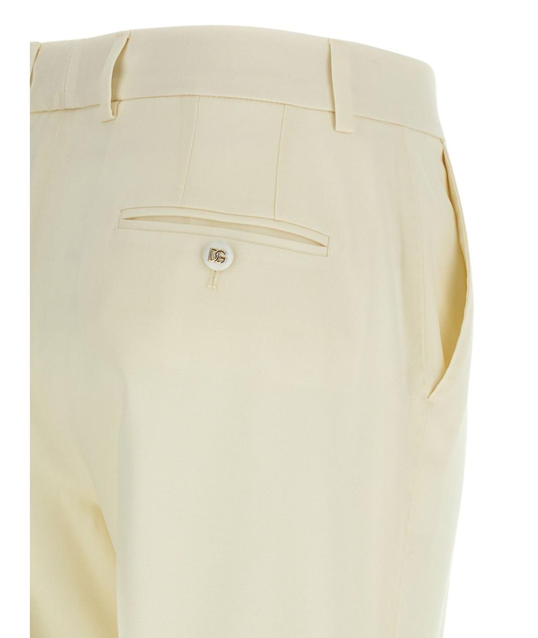 DOLCE&GABBANA Белые шерстяные прямые брюки, фото 3