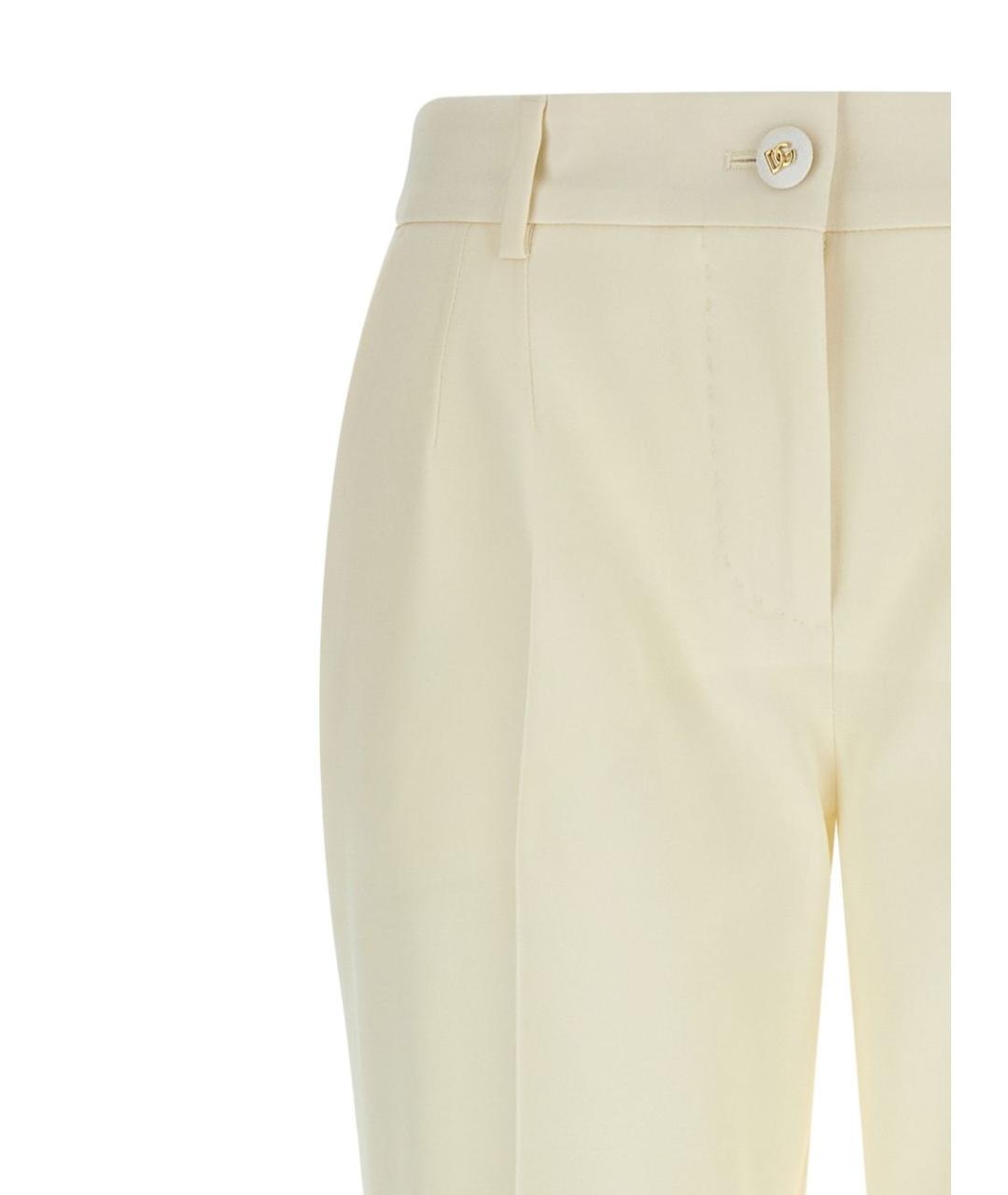 DOLCE&GABBANA Белые шерстяные прямые брюки, фото 4