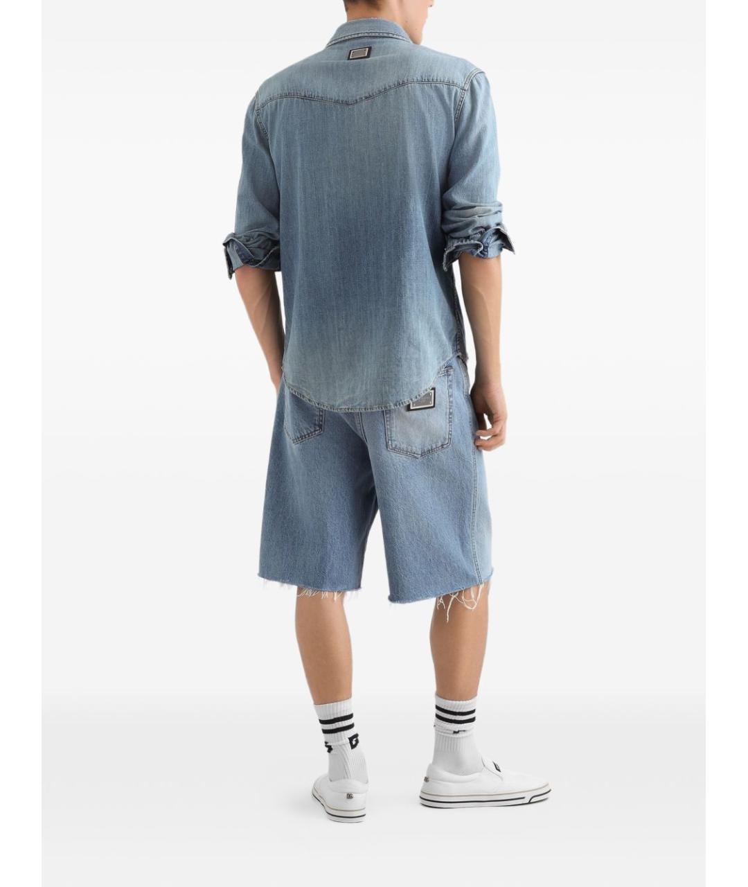 DOLCE&GABBANA Синяя хлопковая кэжуал рубашка, фото 2