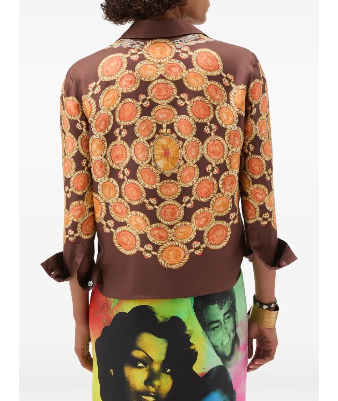 VERSACE Коричневая шелковая рубашка, фото 3
