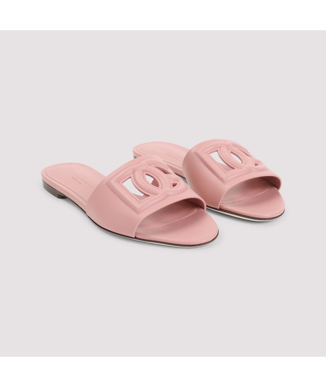 DOLCE&GABBANA Розовые кожаные сандалии, фото 3