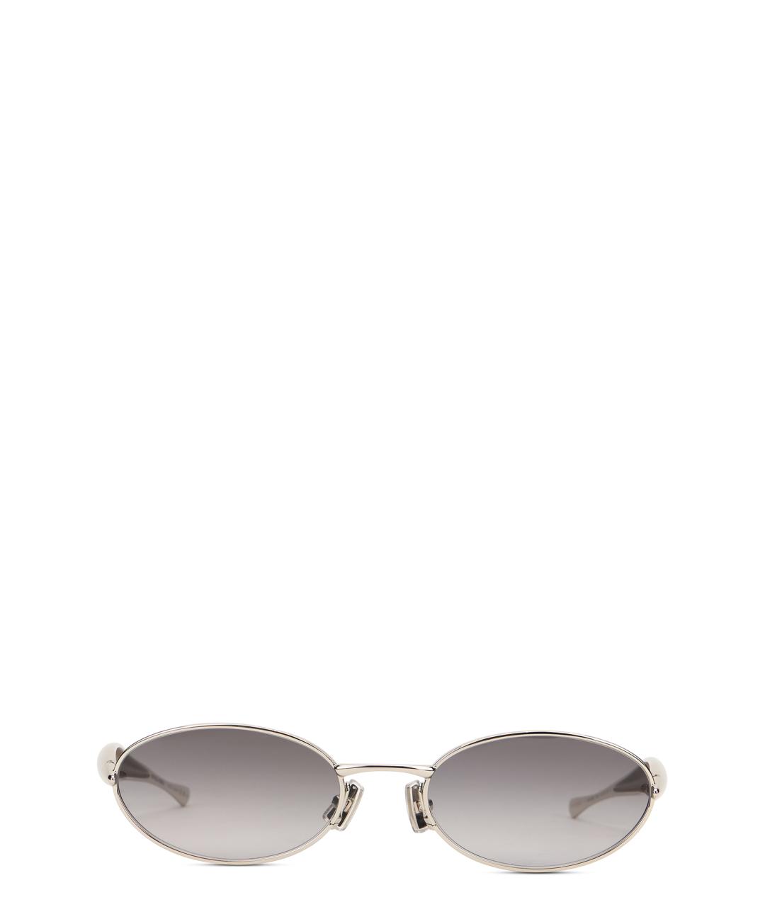 BOTTEGA VENETA Серебряные металлические солнцезащитные очки, фото 2