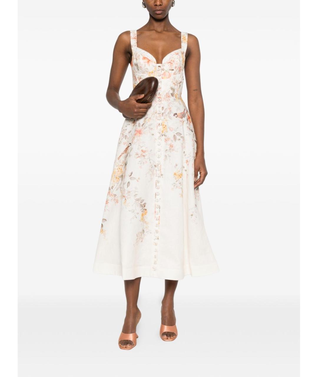 ZIMMERMANN Бежевое льняное повседневное платье, фото 3