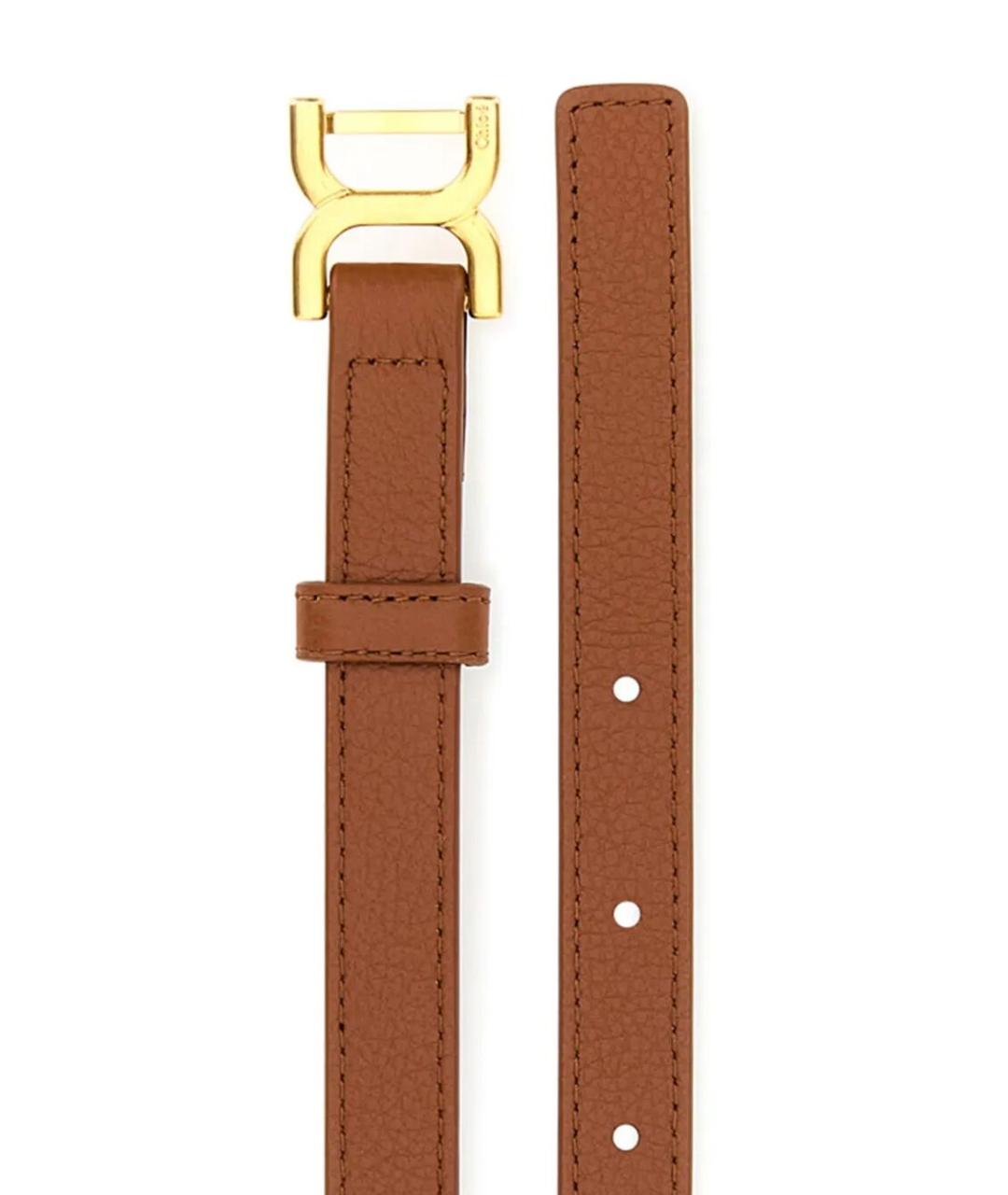 CHLOE Коричневый кожаный ремень, фото 2