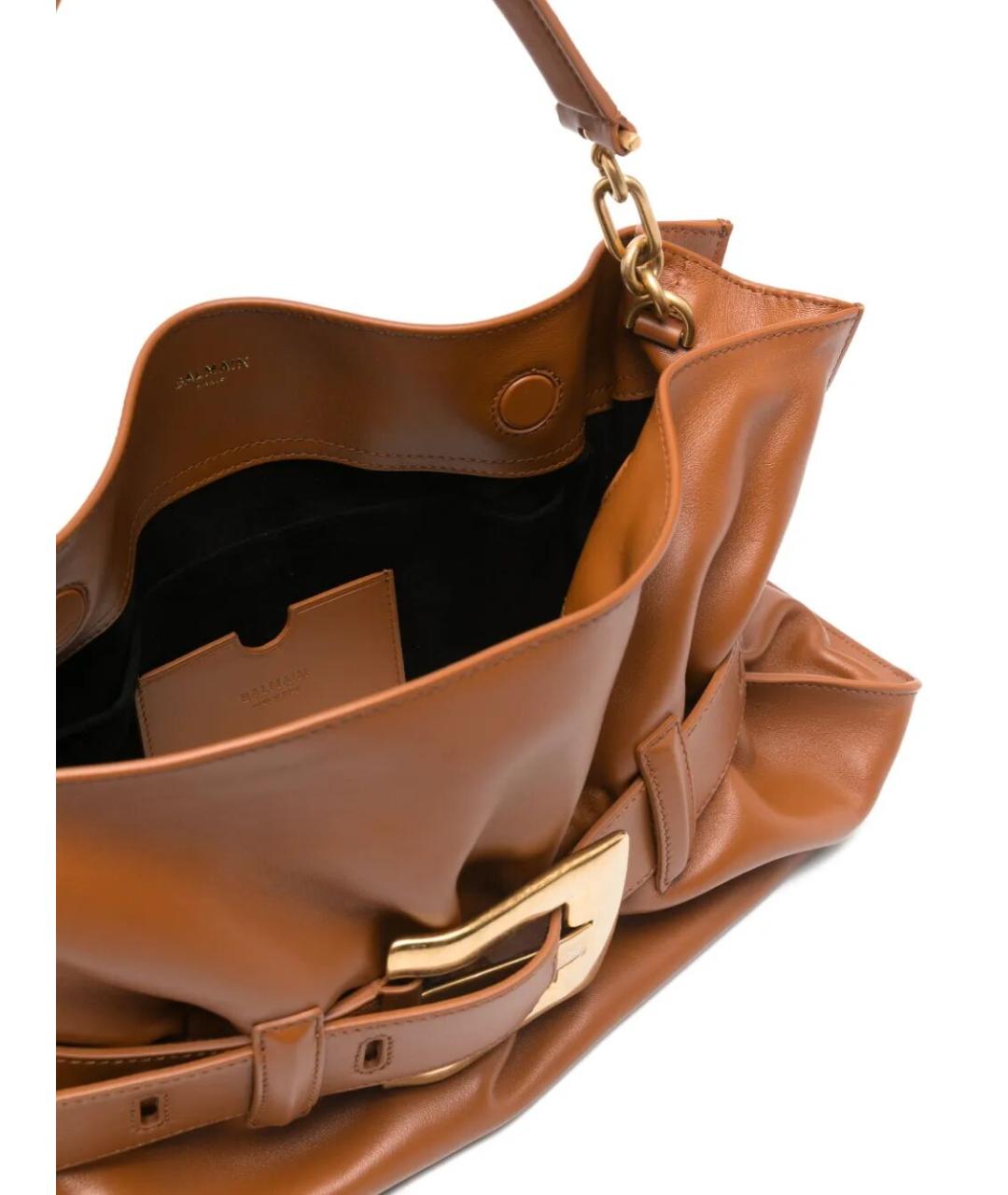 BALMAIN Коричневая кожаная сумка с короткими ручками, фото 2